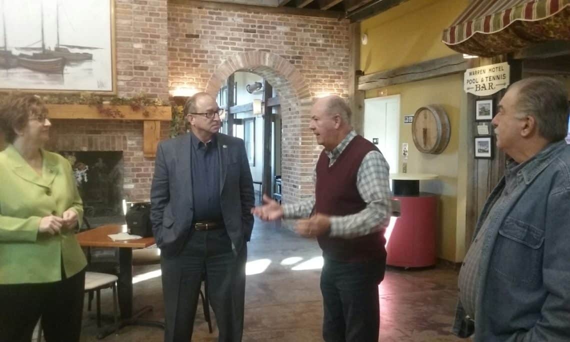 Ray Shea, co-owner of Laurita Winery showcases his winery’s vast tasting room to NJ Secretary of Agriculture Doug Fisher during his visit Nov. 17 to commemorate New Jersey Wine Week.