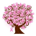 vector illustration of a breast cancer pink ribbon tree